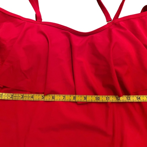 DACI swimwear Gorgeous RED women’s one piece swimsuit with ruffle accent NWT - Picture 4 of 6